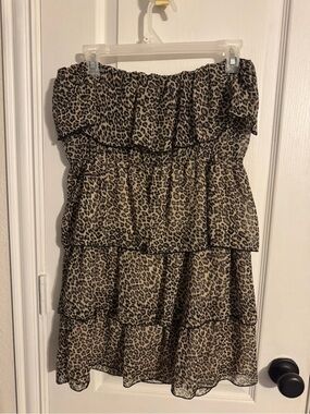 Shasa Leopard Print Tiered Mini Dress - Brown/Black